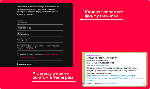 Bquadro: Уведомления в Telegram