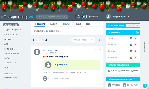 Новогодние украшения для сайта и портала в 1 клик (снег, гирлянда, украшения )