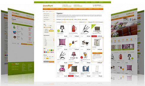 DomMart: товары для дома и интерьера, посуда. Шаблон на Битрикс (рус. + англ.)