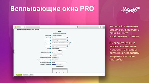 Всплывающие окна PRO. Гибкие условия показа рекламы и акций, 12 типов баннеров, 30+ готовых шаблонов