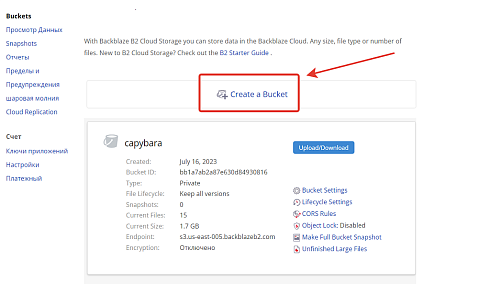 Хранение резервных копий в облаке Backblaze