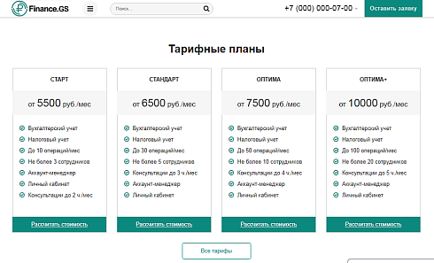Finance.GS – Бухгалтерские услуги, Аудит. Корпоративный сайт компании