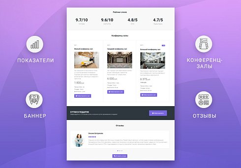 Готовый одностраничный сайт: Отель, гостиница, гостевой дом, база отдыха, хостел, санаторий