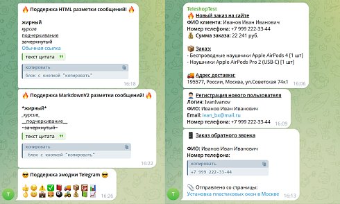 Отправка любых уведомлений с сайта в Telegram