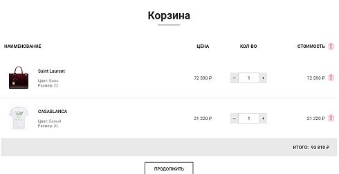 Корзина для сайта (модуль корзины + компоненты)